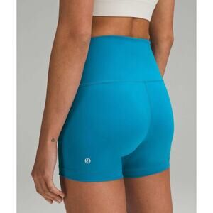 Lululemon blue hawaiian wunder train biker shorts - size 6, 4" inseam